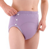 LEEMOOCARE cotton incontinence pants purple M worn for all-day comfort