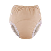 LEEMOOCARE reusable cotton diaper in orange, breathable fabric for all-day comfort.