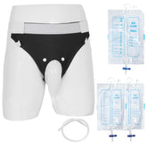 lefeke urine bag system back view showing wearable, reusable design for men