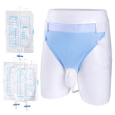 Lefeke urine collection bag system blue front view for discreet daily wear.