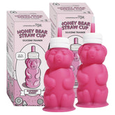 Legendairy Milk Honey Bear Straw Cup pink with 8 oz markings for easy sipping.