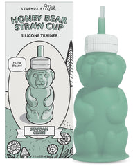 Legendairy Milk Honey Bear Straw Cup green side view for easy sipping practice