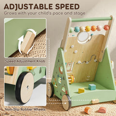 Lehoo Castle wooden baby walker rear storage highlights on-the-go toy carrying