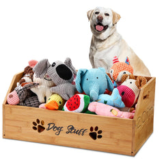 Leinuosen large dog toy bin front view with paw design for organized play
