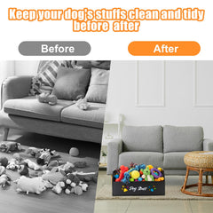 Leinuosen pine wood dog toy bin offers chew-resistant, easy-clean durability