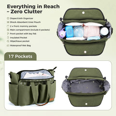 Lekebaby diaper bag tote changing pad included for quick changes on the go