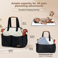 Lekebaby diaper bag tote changing pad included for comfortable diaper changes on the go.