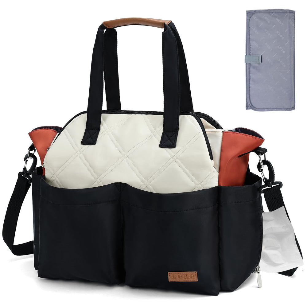 Lekebaby diaper bag tote front view with roomy compartments for daily baby essentials.