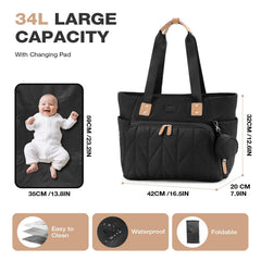 Lekesky Puffy Diaper Bag—insulated bottle pockets keep drinks warm or cold