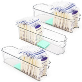 Lelife breast milk containers flatten bags with L-shaped inserts for compact storage.