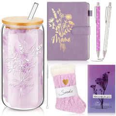 LemonRoad 16oz glass cup with bouquet pattern for daily use
