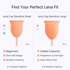 Lena Sensitive Cup blue 12-hour protection with a secure seal