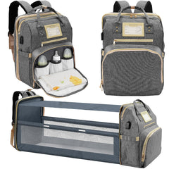 Lenski diaper bag backpack front view showing large capacity and organized pockets.