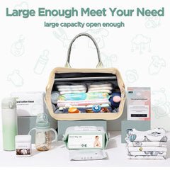 Interior of Lenski diaper bag highlighting compartments and insulated bottle holders.