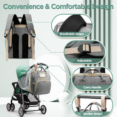 Lenski diaper bag featuring built-in USB port for device charging.