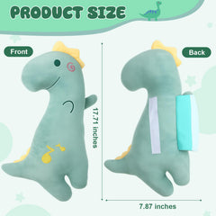 Lenwen car neck pillow with dinosaur pattern supports head during naps.