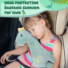 Lenwen kids seatbelt pillow offers travel comfort for long car rides.