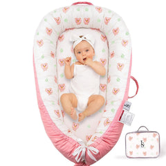LEOSOLE blush bear baby lounger cover in soft cotton for breathable, cozy rests