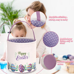 LessMo canvas tote basket for egg hunt, lightweight and durable