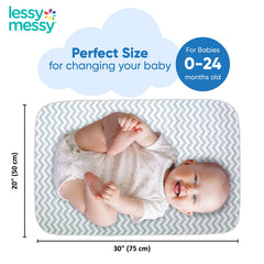 Lessy Messy machine-washable changing mat grey, easy to clean after messes.