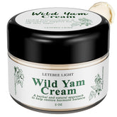 Letebee Light Wild Yam Cream bottle shows the product and label, a hormone-friendly option for hot flash support.