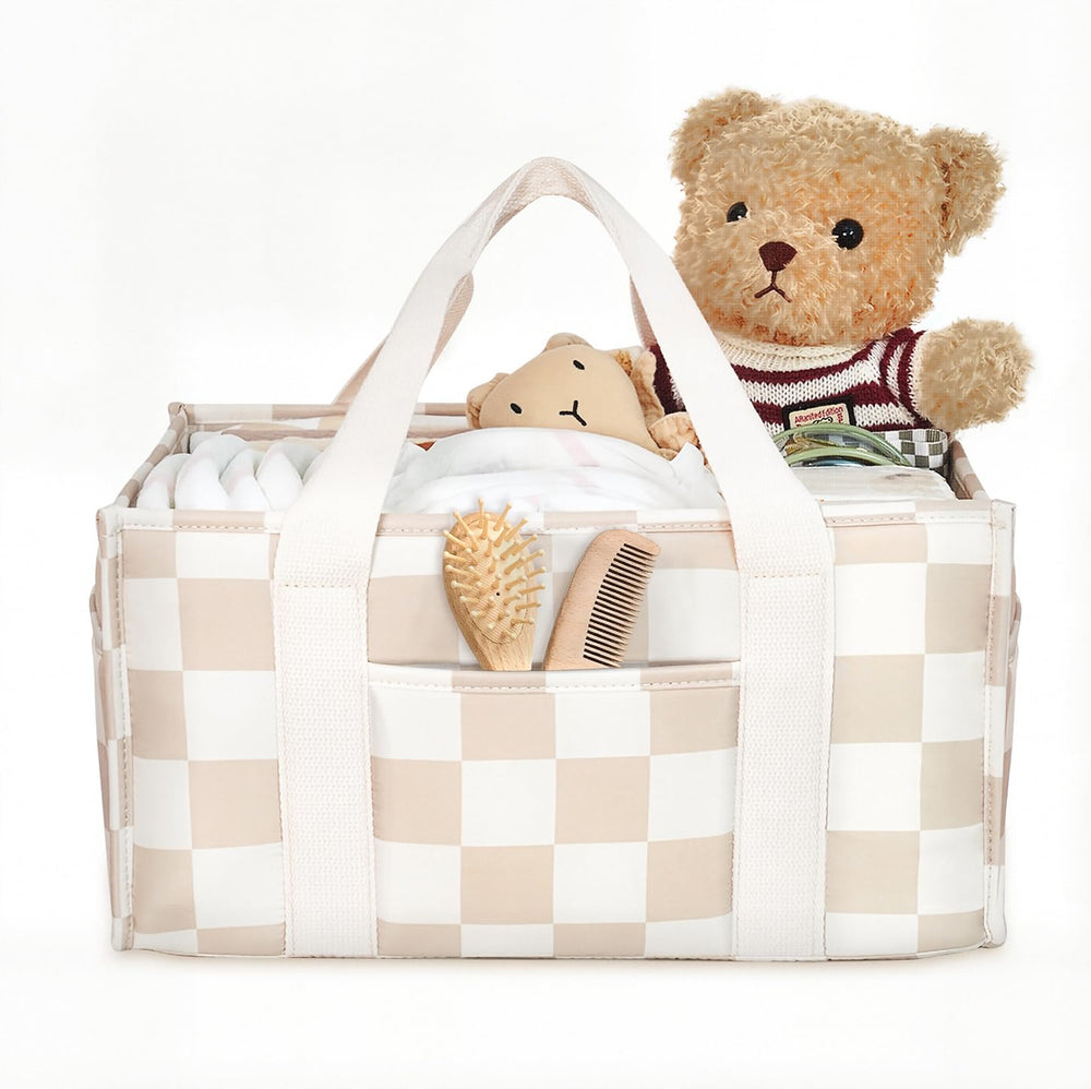 Lethooly Baby Diaper Caddy beige front view for organized nursery essentials.