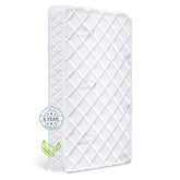 Letmxiu seamless-fit crib mattress showing a tight seam for safer crib use.