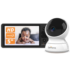 Levana Ella PTZ camera covers the nursery with wide pan and tilt for full view