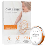 Levana Oma Sense wearable monitor clipped to a diaper for non-contact movement alerts.