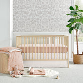 Levtex Baby Cloud Muslin Crib Set close-up of pink flowers on white for serene nursery vibes.