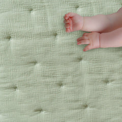 Levtex Baby Cloud Muslin Crib Set sage and white swaddle one promotes calm soothing