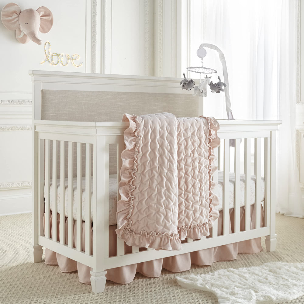 Levtex Baby Heritage crib quilt in blush velvet for a soft, elegant nursery