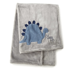 Levtex Baby Kipton plush blanket with dinosaur applique for cozy nursery decor and baby warmth.