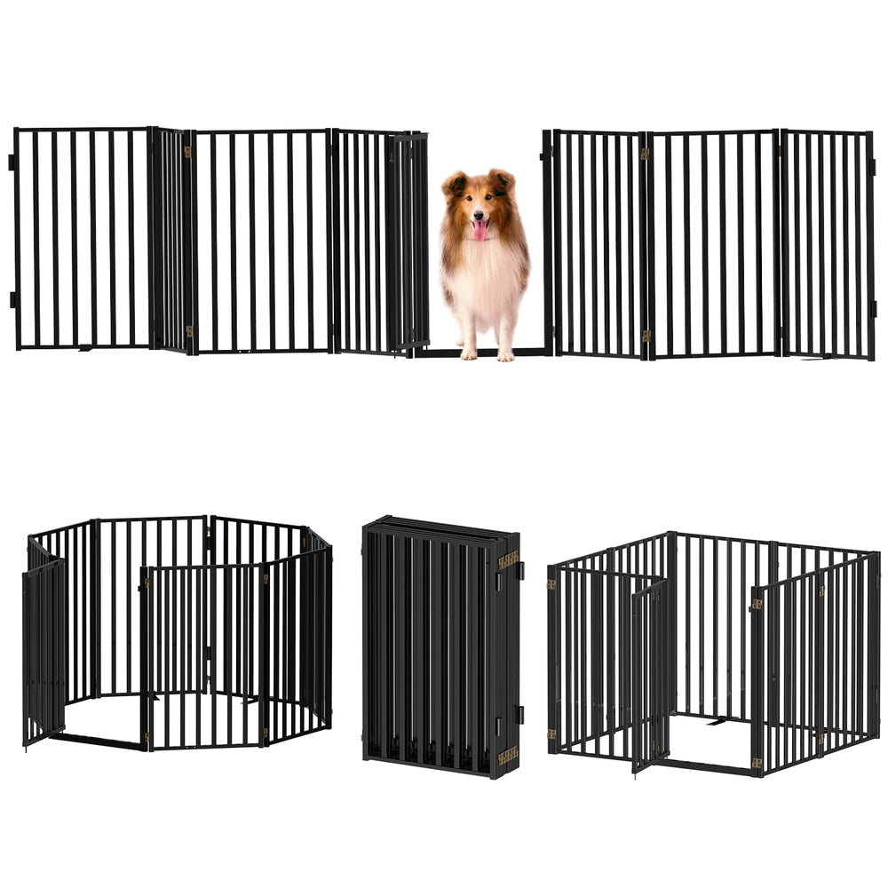 Lezbanz full metal dog gate standalone keeps pets secure in open spaces.