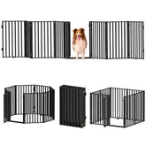 Lezbanz full metal dog gate standalone keeps pets secure in open spaces.