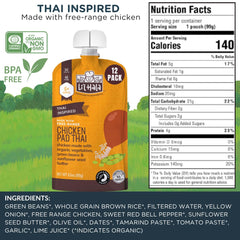 Li'l Hala Foods chicken pad thai pouch pour, easy feeding moments.