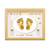 Liannan baby footprints set ready for imprinting with a safe, kid-friendly process