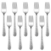 LIANYU 9-piece kids forks with hammered design for engaging meals.