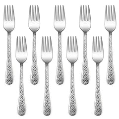 LIANYU 9-piece kids forks with hammered design for engaging meals.