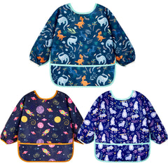 Lictin long-sleeve baby bibs set with waterproof protection during meals
