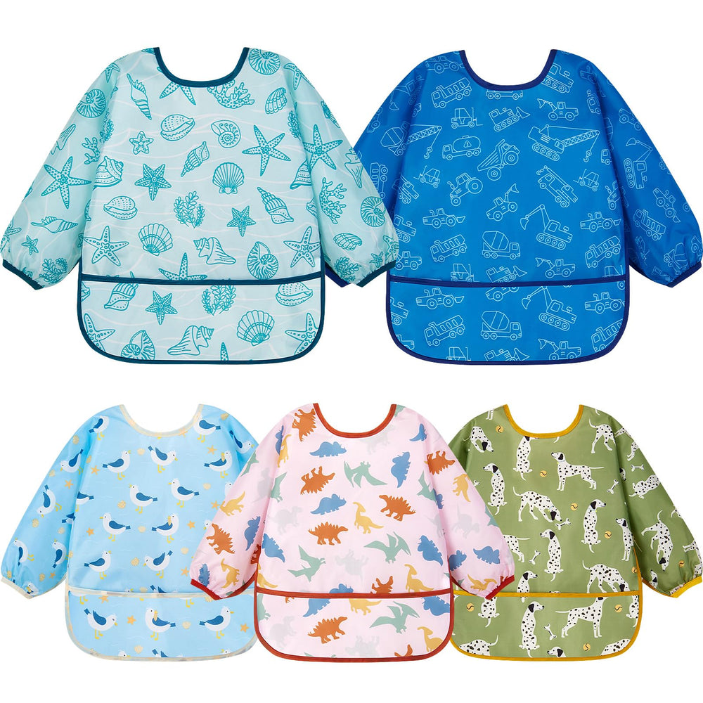 Lictin long-sleeve waterproof bib protects clothing during meals.