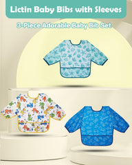 Lictin three-pack baby bibs shown in adorable patterns.