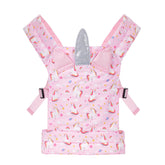 Lictin baby doll carrier with pink unicorn design for cozy front carries.