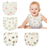 Lictin muslin baby bib 4-pack with soft cotton for gentle teething drool management.