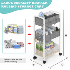 LIDTOP 3-tier rolling cart with wheels offers easy mobility.