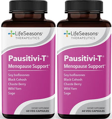LifeSeasons Pausitivi-T bottle for menopause support and potential hot flash relief.