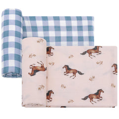 LifeTree swaddle blanket with horse pattern provides a cozy, secure wrap for newborn naps.