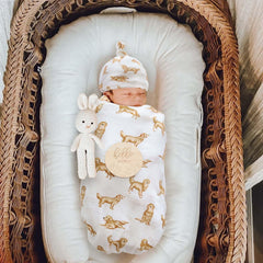 LifeTree birth announcement card included with the swaddle set.