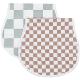 LifeTree checkered burp cloths 2-pack, soft on baby skin.