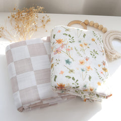 LifeTree muslin swaddle large blanket 47x47 inches for generous wrapping.